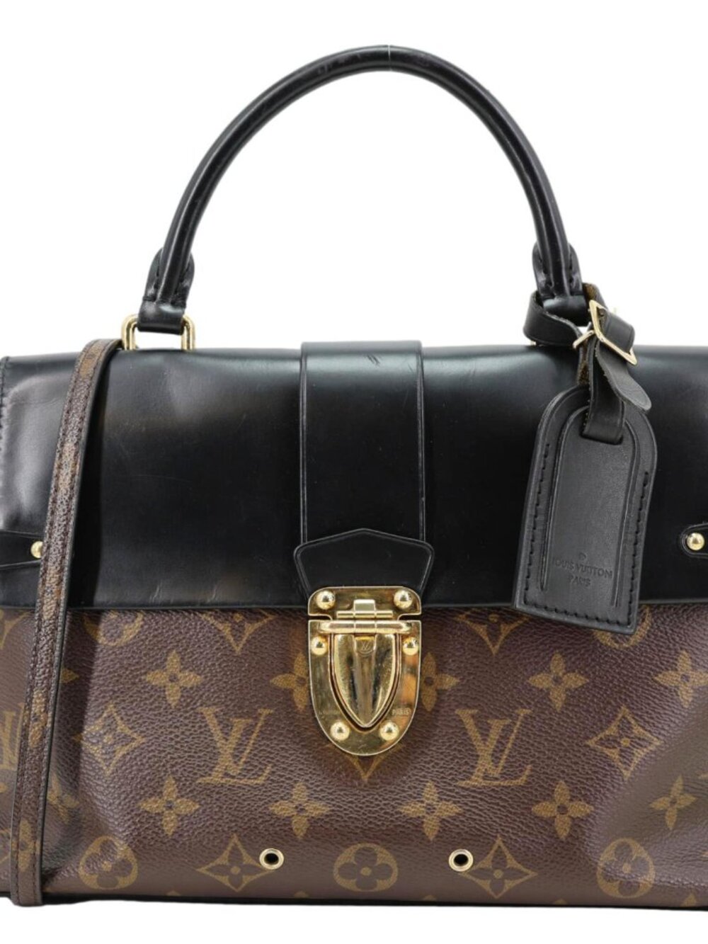 Louis Vuitton One Handle Flap MM Monogram Canvas Shoulder Bag Brown